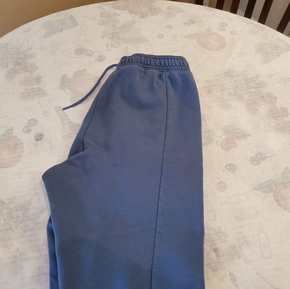 Adidas Blue Cotton Polyester Tapered Fleece Sweat Pants - Picture 3 of 5